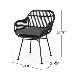 English Elm Rodney Polyethylene Rattan Accent Chair Set Woven Over Steel Frame for Modern Living 65036.00GRY