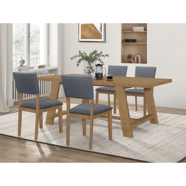 English Elm Gavilon Brown Rectangular Trestle Base Dining Table — Modern Farmhouse Wood Dining Table, 83.75" L B062S01221