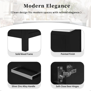 English Elm 48-Inch Modern Bathroom Vanity with Dual Ceramic Sinks, Ample Soft-Close Storage and Stylish Design Black N729P000009B