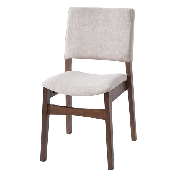 English Elm Upholstered Stackable Dining Chairs Linen Fabric Rubberwood Frame Rustic Set of 2 Walnut N752P327192D