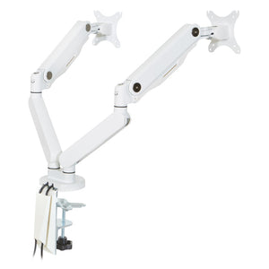 OSP Home Furnishings Double Monitor Arm Dual Setup with Gas Spring Articulation and Integrated Cable Management White A2MAD1730-WH