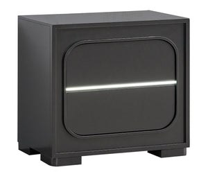 English Elm Milan Contemporary Wood Nightstand with Built in Led Lighting and Wave Sensor Control Wenge B078P497943