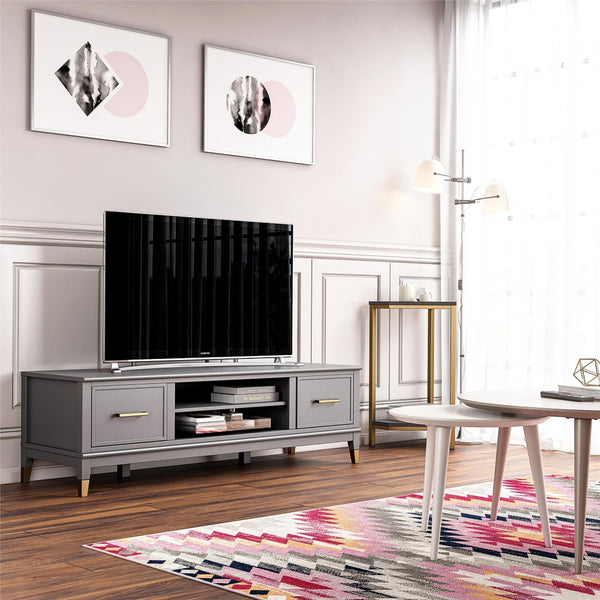 English Elm Westerleigh Low Profile Tv Stand with Gold Hardware for Living Room Decor B2733P444619