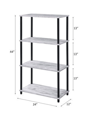 English Elm Nypho Industrial 4-Tier Bookshelf in Antique White & Black Finish - Metal Frame, 24"x12" Shelves, KD Design B2726P282387