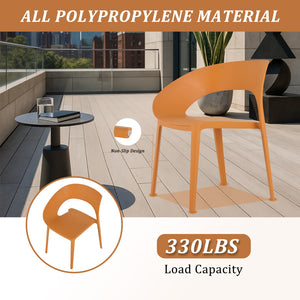 English Elm Tropical Polypropylene Stackable Chairs Set of 4 — Tropical Orange, Weatherproof, Ergonomic, No-Assembly W3450P322882