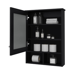 English Elm Poston Melamine Medicine Cabinet with Mirror Door, Black — 29"H x 20.9"W x 6.6"D, Modern Storage Solution B128P237157