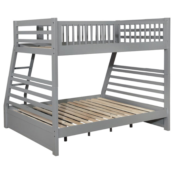 English Elm Keira Twin Over Full Bunk Bed with Storage Drawers in Matte Grey Wood Finish B062S00717