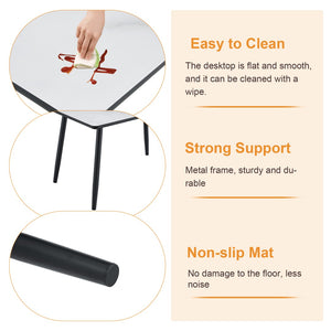 English Elm Table and Chair Set Modern Marble Glass Top with Four Pu Leather Seats for Dining W1151S04662