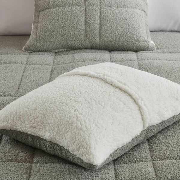 English Elm Comforter Plush twin set with faux feathersoft face and ivory sherpa reverse for cozy warmth and style Grey 23.23 L x 18.11 W x 12.6 H B035P294140