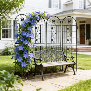English Elm 4 Pack Powder-coated Metal Garden Trellis Panels Rustproof Climbing Plant Support Outdoor W1586P266748