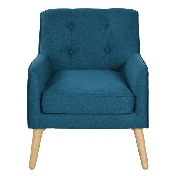 English Elm Christopher Knight Home® - Mid-Century Tufted Armchair with Solid Wood Legs, Ergonomic Foam Seating & Stain-Resistant Fabric Finish Blue N767P257565E