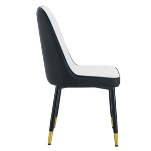 English Elm Modern Two-Tone Pu Dining Chairs Set - Elegant White & Black Upholstery With Gold Accents W1151P217983