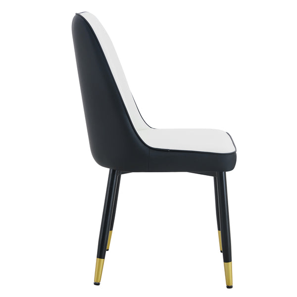 English Elm Modern Two-Tone Pu Dining Chairs Set - Elegant White & Black Upholstery With Gold Accents W1151P217983