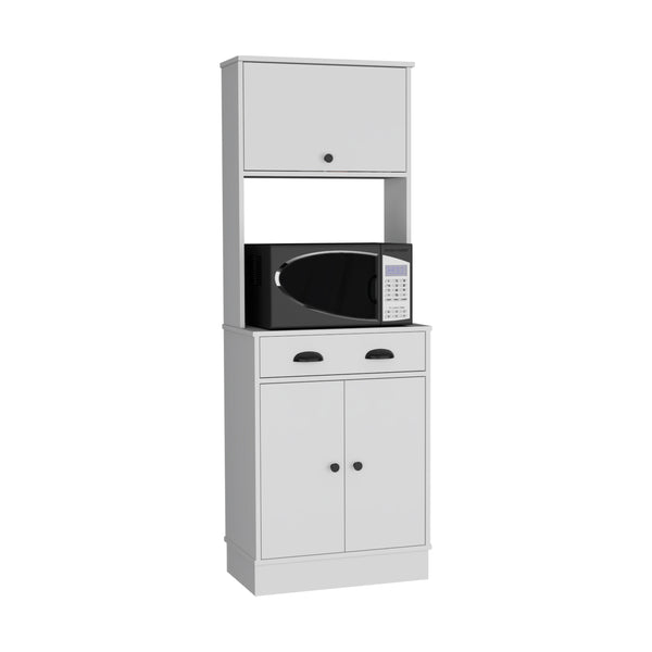 English Elm Apex Compact Kitchen Pantry 66.3" H with Drawer, 3 Shelves & Cabinets for Organized Storage White 37.7 L x 20 W x 8.26 H B097P199736