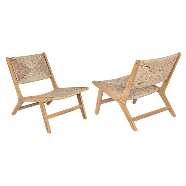 English Elm Christopher Knight Home® - Acacia Wood Outdoor Armless Lounge Chair Set Of 2 - Stylish Light Teak For Comfortable Patio Living N772P265277L