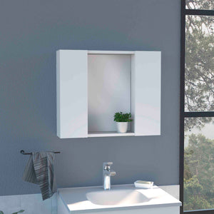 English Elm Artemisa Medicine Cabinet Double Door Mirror with 6 Shelves, Space-Saving White 20.1"x22.8" B20091821