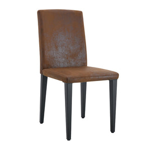 English Elm Four Modern Upholstered Dining Chairs Brown Faux Leather Foam Cushion Metal Legs W1151P357625