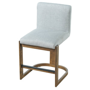 English Elm Modern Linen Upholstered Counter Stools Set of 2 with Rubberwood Legs for Kitchen Island Light Grey,Walnut N762P395711G