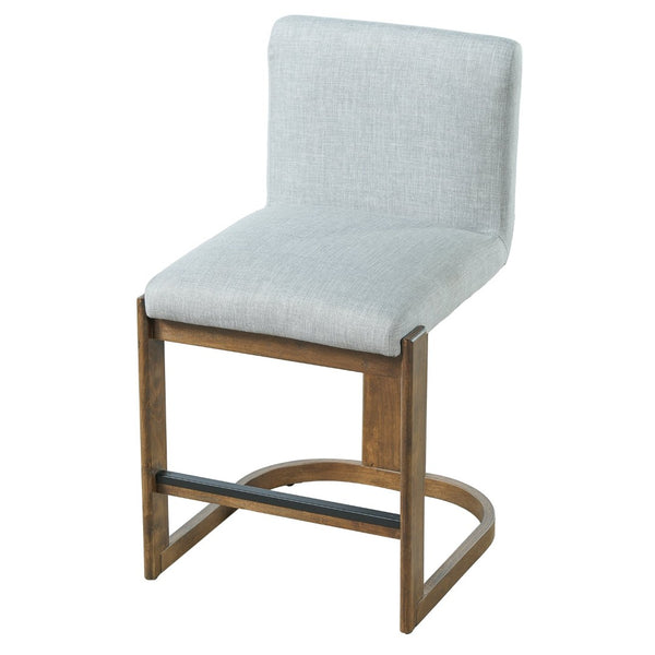 English Elm Modern Linen Upholstered Counter Stools Set of 2 with Rubberwood Legs for Kitchen Island Light Grey,Walnut N762P395711G