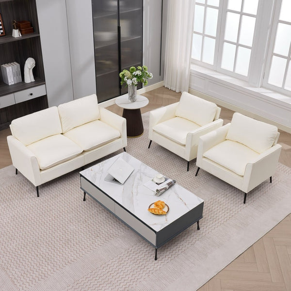 English Elm Ts Cat Paw Faux Leather Accent Chair Nordic Retro Loveseat with Lumbar Support Cream White W2311S00010