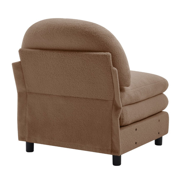 English Elm Vitoria Curved Modular Sofa in Plush Teddy Fleece for Modern Living Rooms Camel W5656P454266