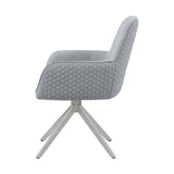 English Elm Fabric Upholstered Swivel Dining Arm Chair, Light Grey