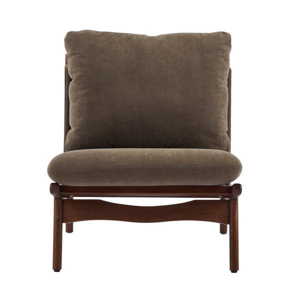 English Elm Vista Mid-century Accent Chairs Mocha Upholstered Natural Wood Frame Set of 2 N767P366304E