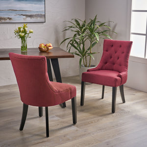 English Elm Christopher Knight Home® - Cheney Dining Chair Set Of 2 - Elegant Red Upholstered Tufted Chairs For Modern Dining Spaces 54181.00FDRED