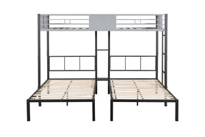 English Elm Triple Bunk Bed Steel Frame with Wood Slats Converts to Three Twin Beds W427S00071