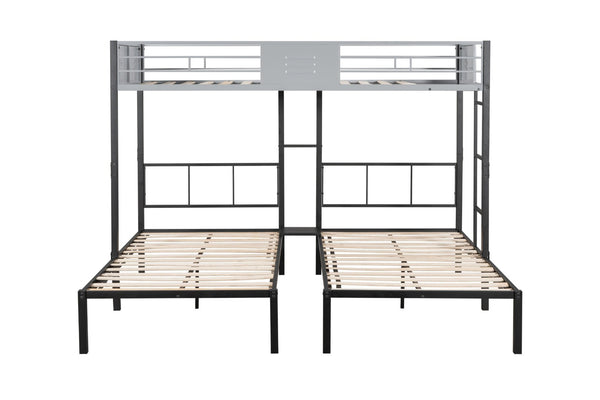 English Elm Triple Bunk Bed Steel Frame with Wood Slats Converts to Three Twin Beds W427S00071