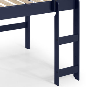 English Elm Lara Twin Loft Bed in Navy Blue Solid Pine with 13 Slat System, Guardrail & Reversible Ladder B2726P277884