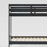 Simple Solid Wood Twin Over Twin Bunk Bed Solid Black SOPB3HBLWP Walker Edison