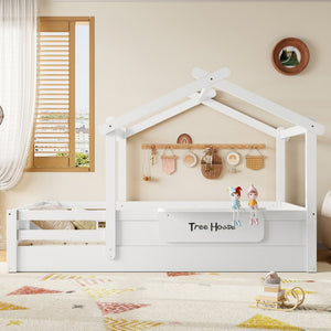 English Elm Twin Low Loft Bed Solid Pine Frame with Built-in Led Lighting and Storage Shelves Light White W1580P396330