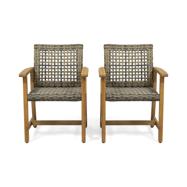 English Elm Christopher Knight Home® - HAMPTON Acacia Wood Dining Chair Pair with Handwoven Wicker Seats and Durable Velvet Finish Natural Stained 60400.00
