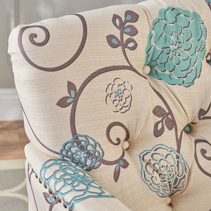 English Elm Harrison Tufted Club Chair Nailhead Trim Birch Legs Floral Upholstered Accent Seat N758P438153W