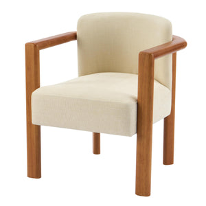 English Elm Christopher Knight Home® - Upholstered Modern Fabric Armchair with Walnut Rubber Wood Frame, Wide Seat & Supportive Arms, KD Assembly Beige,Walnut N768P305170W