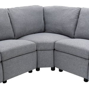 English Elm 89" Power Recliner Sectional Sofa with USB Ports, Storage Drawers, Linen Upholstery, Theater Comfort Gray N719S001590E