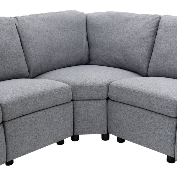 English Elm 89" Power Recliner Sectional Sofa with USB Ports, Storage Drawers, Linen Upholstery, Theater Comfort Gray N719S001590E