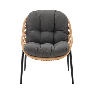 English Elm Pine 4-Piece Conversation Set with UV-Resistant Waterproof Fabric, Removable Cushions & Glass Top Grey B365P397655