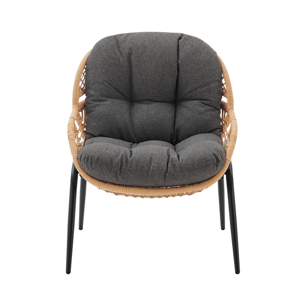 English Elm Pine 4-Piece Conversation Set with UV-Resistant Waterproof Fabric, Removable Cushions & Glass Top Grey B365P397655