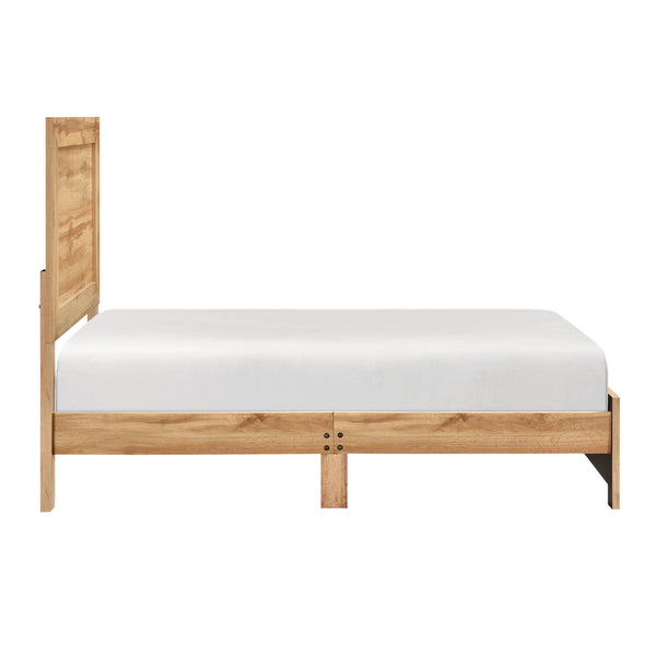 English Elm Natural Rustic Queen Bed Frame with Durable Melamine Finish, Easy Assembly Bed-in-a-Box, Modern Retreat Natural 45.5 L x 33.5 W x 6.5 H B011P365548