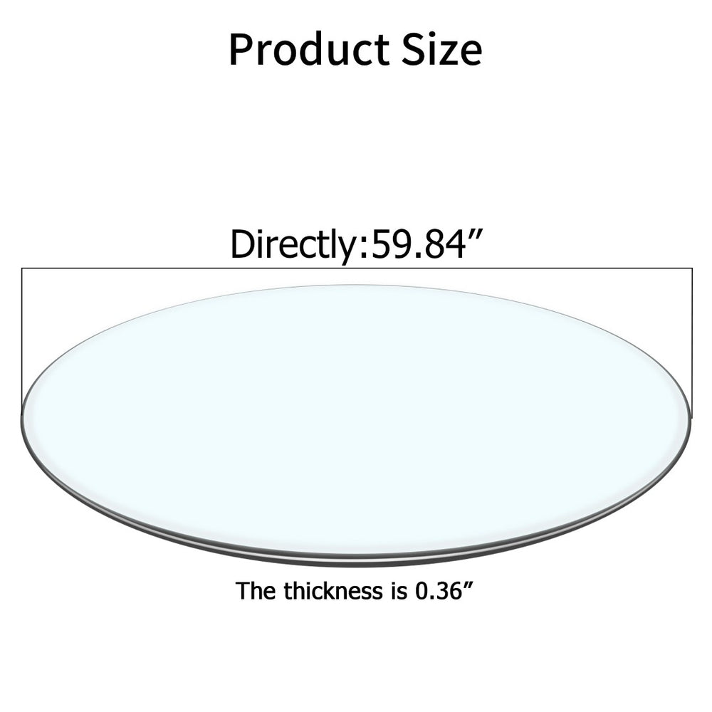English Elm Size:59.84 Inch Round Tempered Glass Tabletop Clear Polished Surface for Dining Rooms W1151P373004