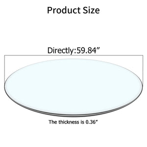English Elm Size:59.84 Inch Round Tempered Glass Tabletop Clear Polished Surface for Dining Rooms W1151P373004