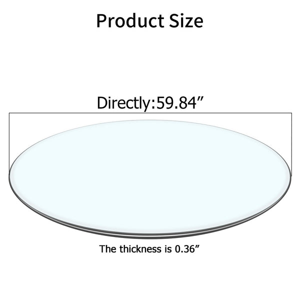 English Elm Size:59.84 Inch Round Tempered Glass Tabletop Clear Polished Surface for Dining Rooms W1151P373004