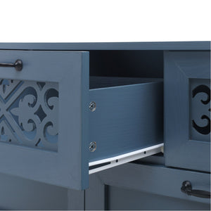 English Elm 7 Drawer Cabinet with Carved Drawer Panels, Smooth Slides & Solid Wood Feet, Stylish 53.35x18.31x8.67 W688124208