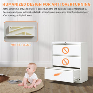 English Elm Lateral Steel Filing Cabinet Two Drawer Locking Anti-tip Home Office Storage W2735P428820