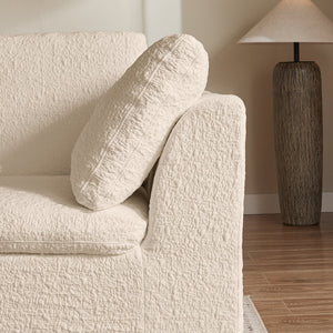 English Elm 110" Cloud Sectional Sofa Modular L-Shape with Ottoman, Chenille Fabric, Deep Seats, 7 Pillows Included Beige W1359S00014