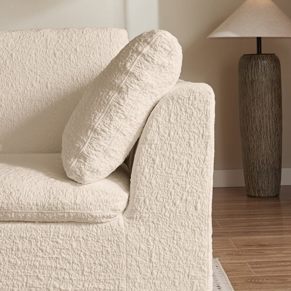 English Elm 110" Cloud Sectional Sofa Modular L-Shape with Ottoman, Chenille Fabric, Deep Seats, 7 Pillows Included Beige W1359S00014