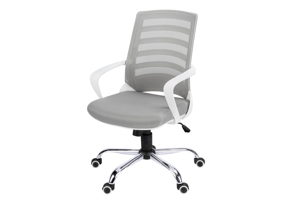 English Elm Office Mid-Back Chair with Breathable Mesh, Ergonomic Curved Support, Padded Wide Seat, Swivel and Height Adjust White 26 L x 13 W x 24 H B2710P219653