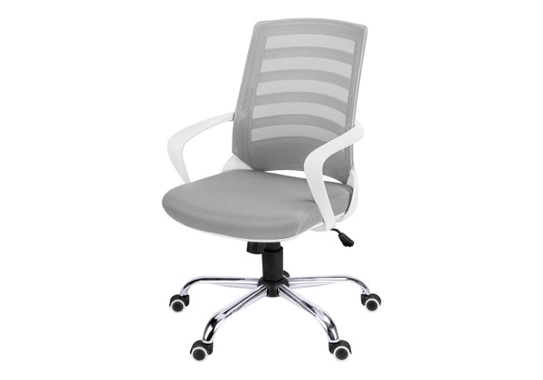 English Elm Office Mid-Back Chair with Breathable Mesh, Ergonomic Curved Support, Padded Wide Seat, Swivel and Height Adjust White 26 L x 13 W x 24 H B2710P219653